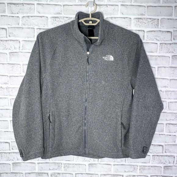 🏔️|•THE NORTH FACE•| Grey Fleece Full Zip Jacket Size Large - Picture 1 of 13